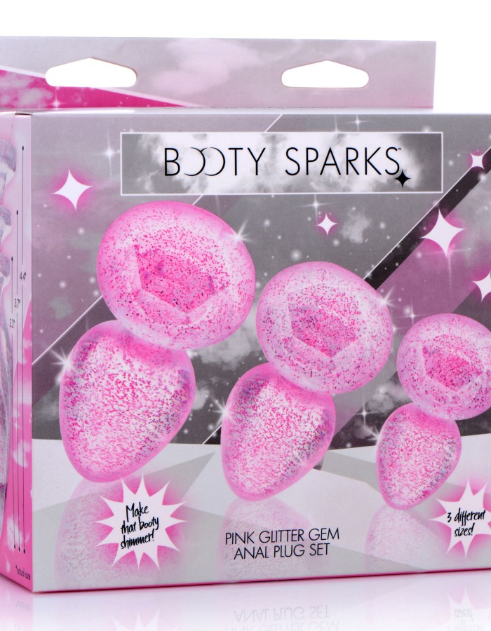 Glitter Gem Anal Plug Set - Pink