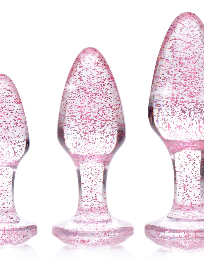 Glitter Gem Anal Plug Set - Pink