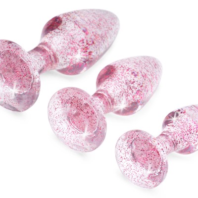 Glitter Gem Anal Plug Set - Pink