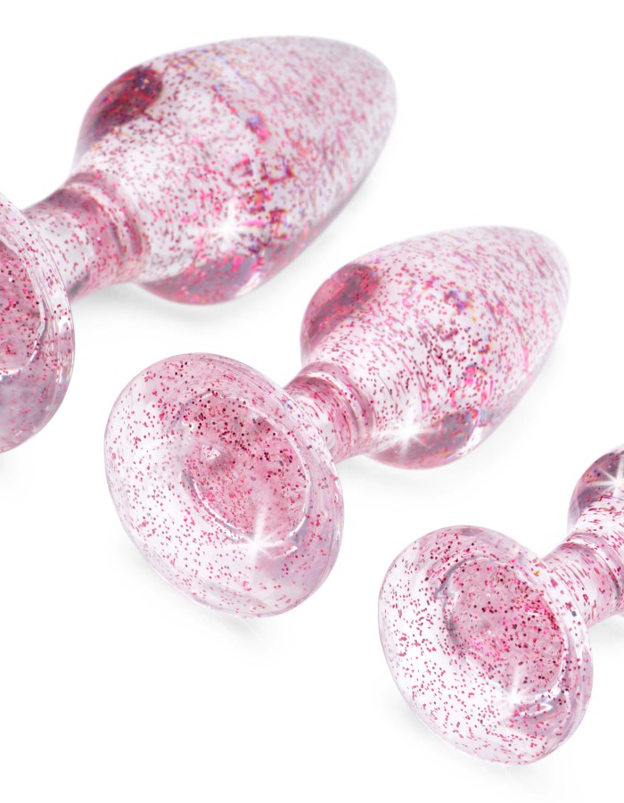 Glitter Gem Anal Plug Set - Pink