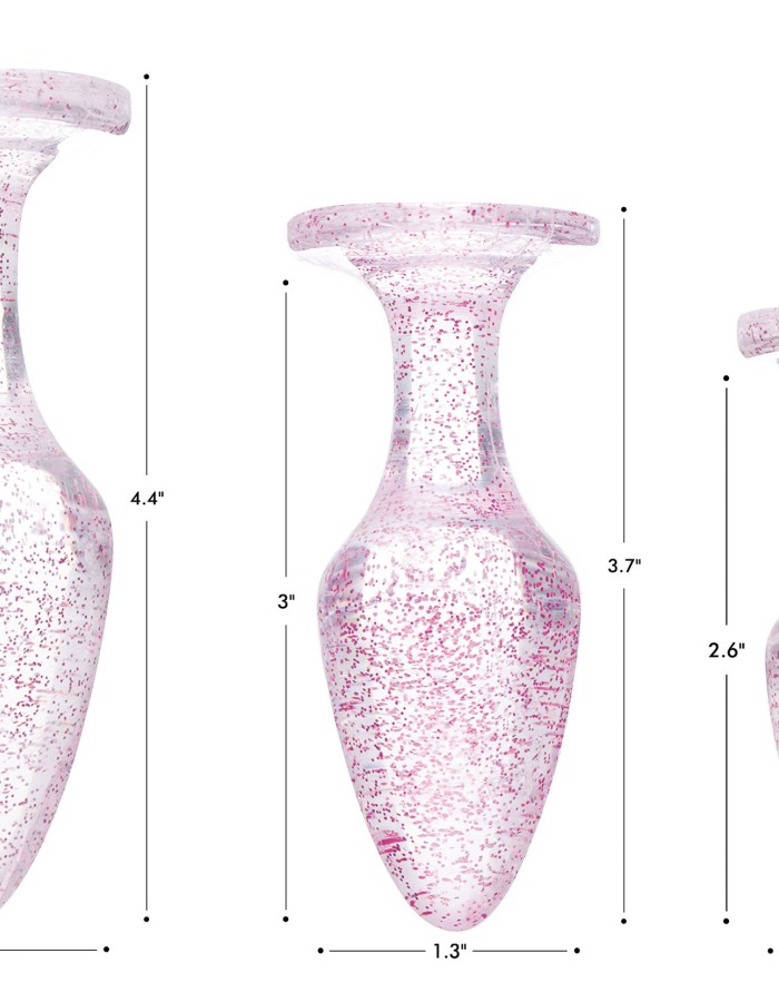 Glitter Gem Anal Plug Set - Pink