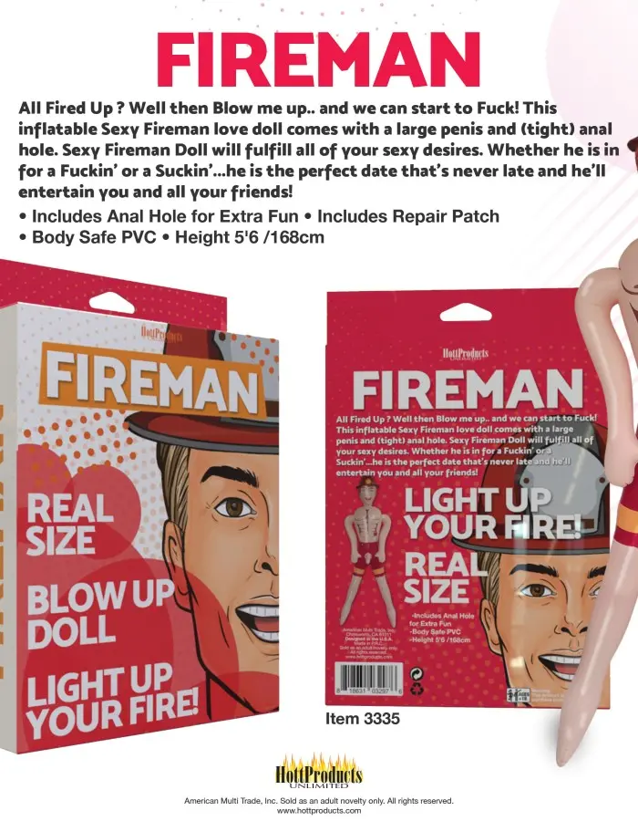 Fireman - Inflatable Party Doll