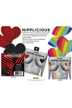 Nipplicious - Rainbow Nipple Pasties - Hearts and Lips