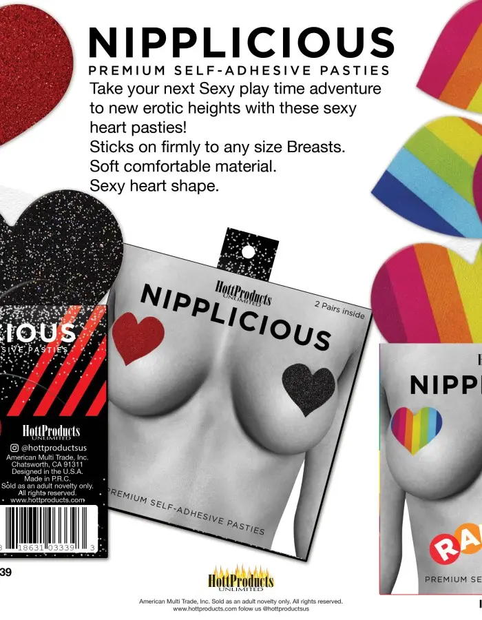 Nipplicious - Rainbow Nipple Pasties - Hearts and Lips