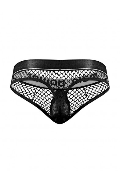 Cock Pit Net Cock Ring Thong - L/ XL - Black