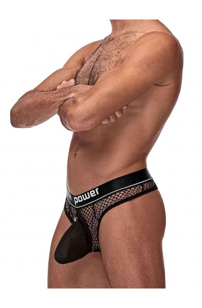 Cock Pit Net Cock Ring Thong - L/ XL - Black