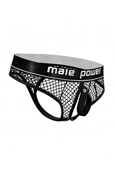 Cock Pit Net Cock Ring Thong - L/ XL - Black