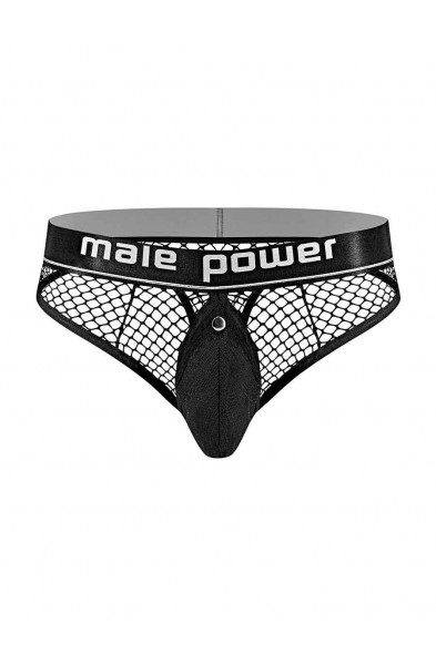 Cock Pit Net Cock Ring Thong - L/ XL - Black