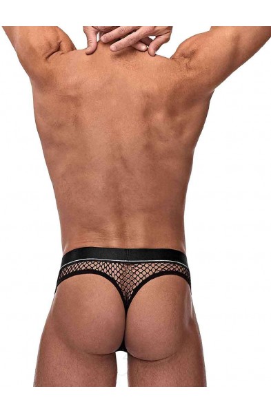 Cock Pit Net Cock Ring Thong - L/ XL - Black