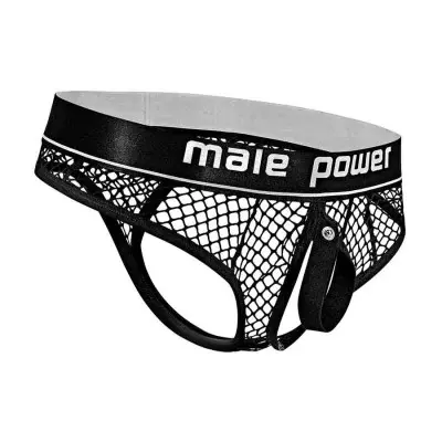 Cock Pit Net Cock Ring Thong - S/ M - Black
