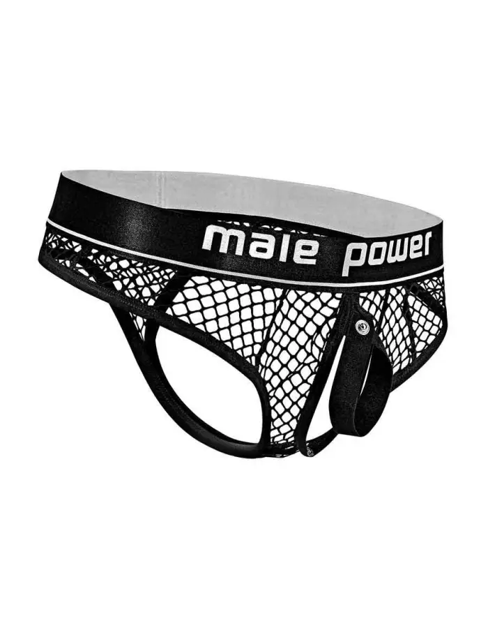 Cock Pit Net Cock Ring Thong - S/ M - Black