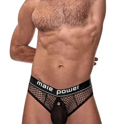 Cock Pit Net Cock Ring Thong - S/ M - Black