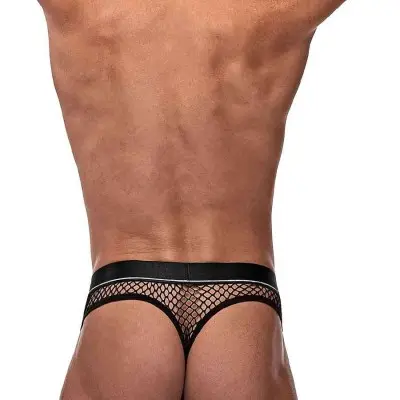 Cock Pit Net Cock Ring Thong - S/ M - Black
