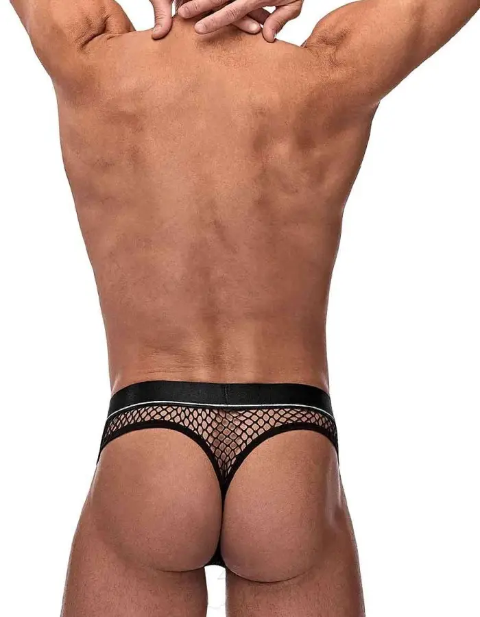 Cock Pit Net Cock Ring Thong - S/ M - Black