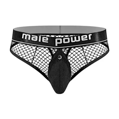 Cock Pit Net Cock Ring Thong - S/ M - Black