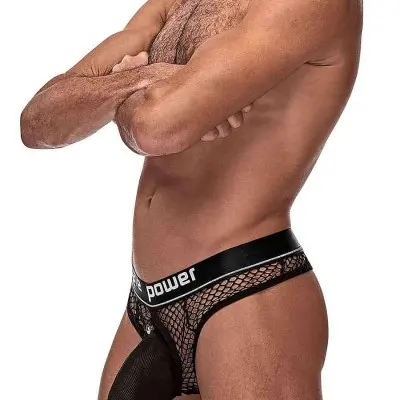Cock Pit Net Cock Ring Thong - S/ M - Black