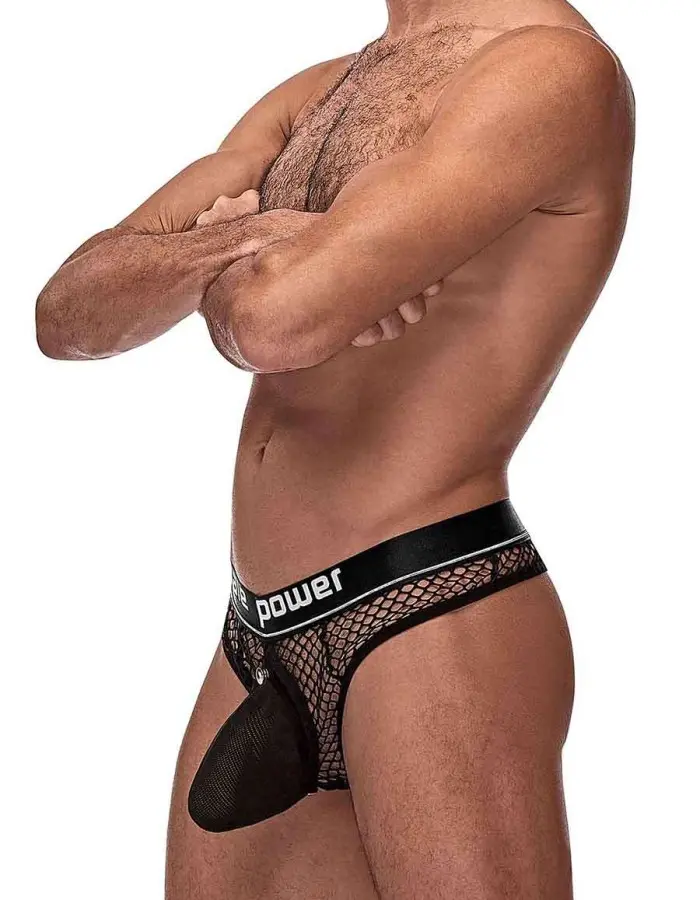 Cock Pit Net Cock Ring Thong - S/ M - Black