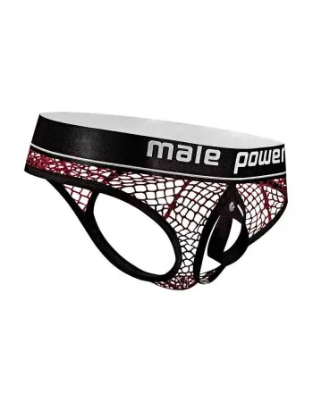 Cock Pit Net Cock Ring Thong - S/ M - Burgundy