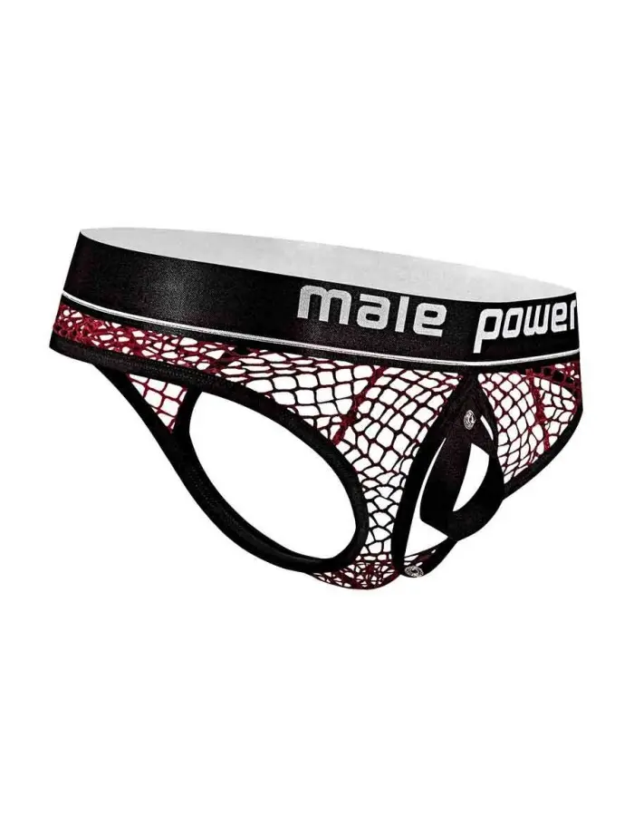 Cock Pit Net Cock Ring Thong - S/ M - Burgundy
