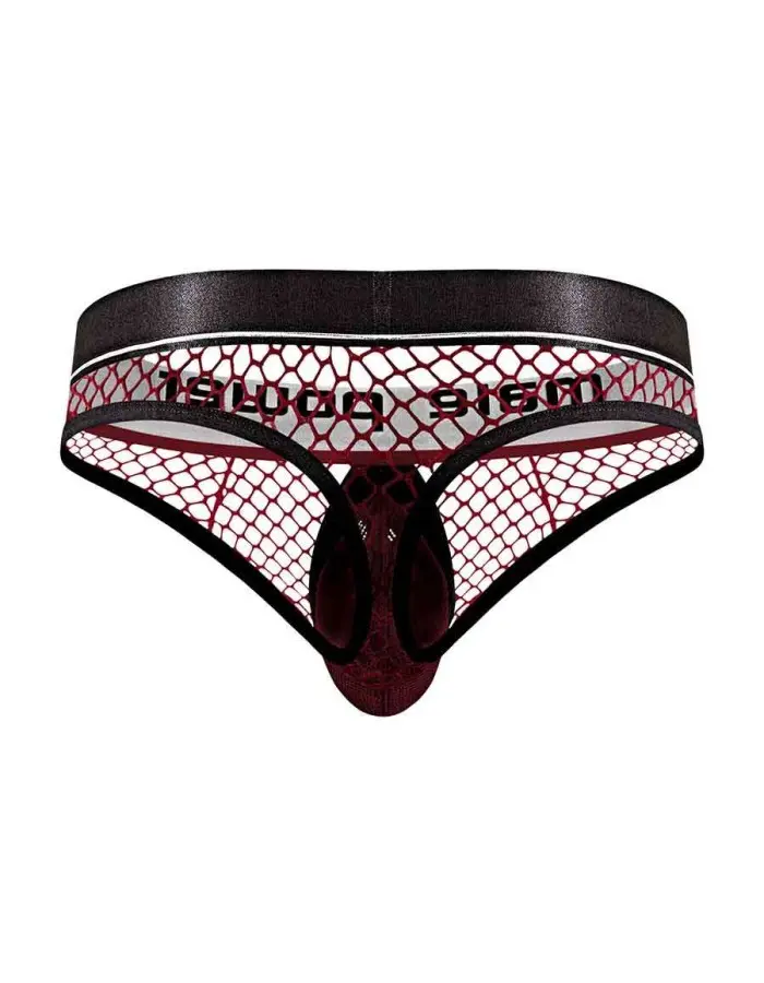 Cock Pit Net Cock Ring Thong - S/ M - Burgundy