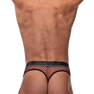 Cock Pit Net Cock Ring Thong - S/ M - Burgundy