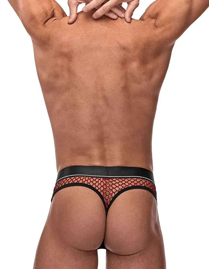 Cock Pit Net Cock Ring Thong - S/ M - Burgundy