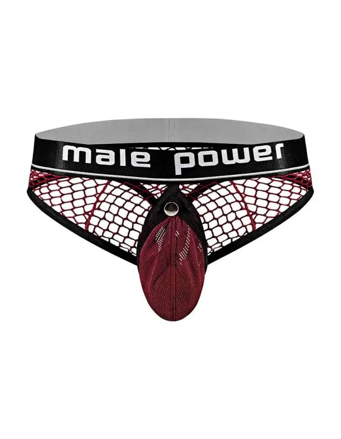 Cock Pit Net Cock Ring Thong - S/ M - Burgundy