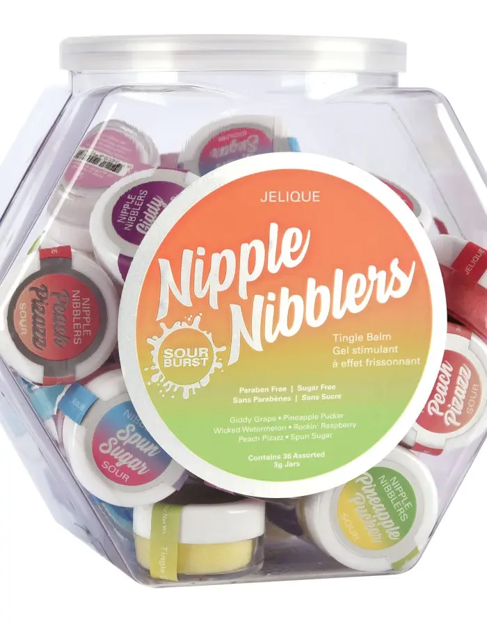 Nipple Nibbler Sour Tingle Balm Assorted - 36 Pc. Bowl - 3g Jar