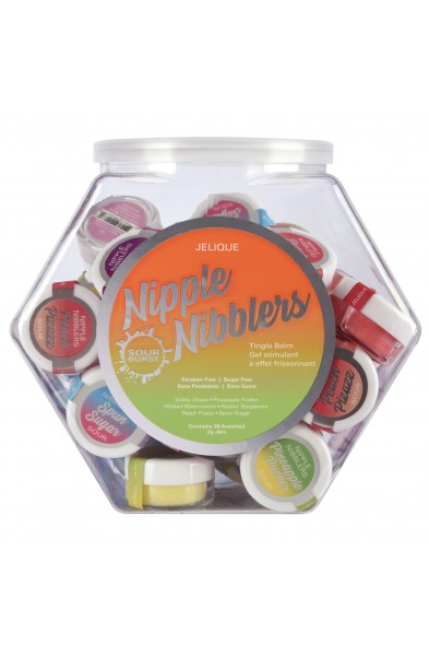 Nipple Nibbler Sour Tingle Balm Assorted - 36 Pc. Bowl - 3g Jar