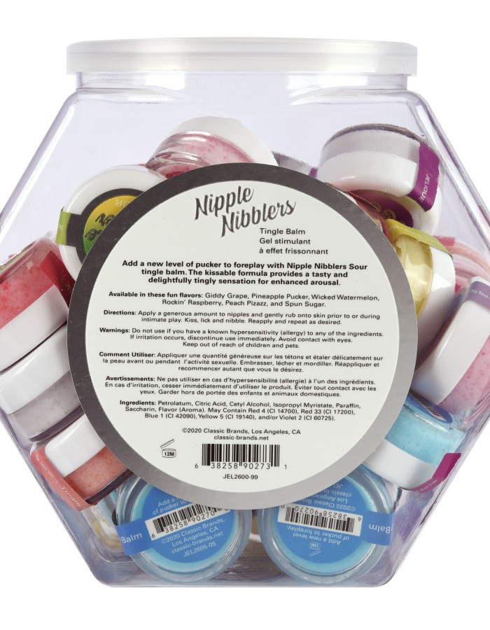 Nipple Nibbler Sour Tingle Balm Assorted - 36 Pc. Bowl - 3g Jar