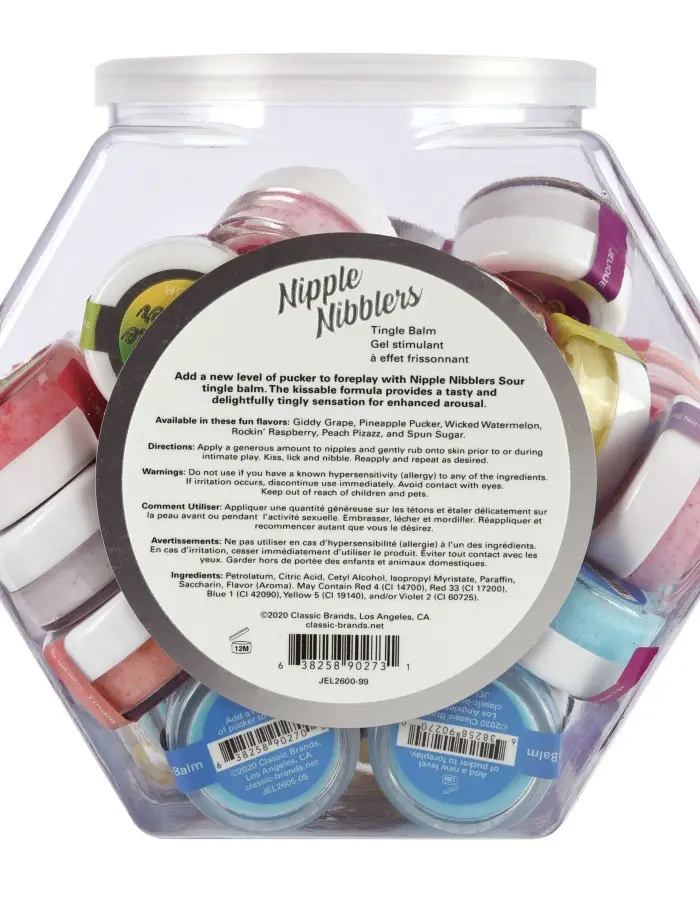 Nipple Nibbler Sour Tingle Balm Assorted - 36 Pc. Bowl - 3g Jar