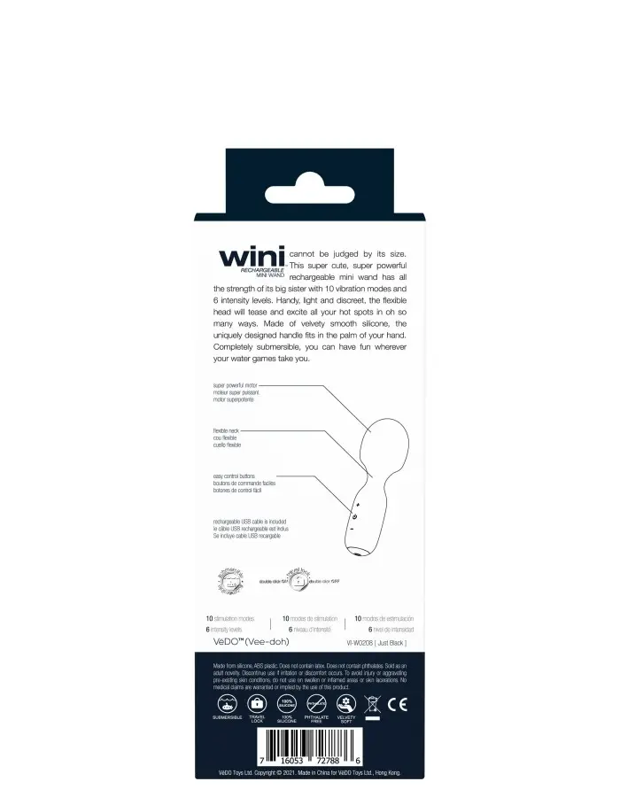 Wini Rechargeable Mini Wand - Black