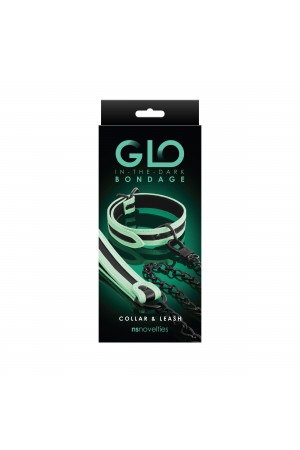 Glo Bondage - Collar and Leash - Green