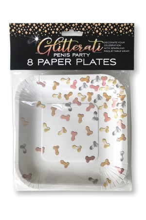 Glitterati Penis Party Paper Plates - 8 Count