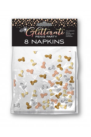 Glitterati Penis Party Napkins - 8 Count