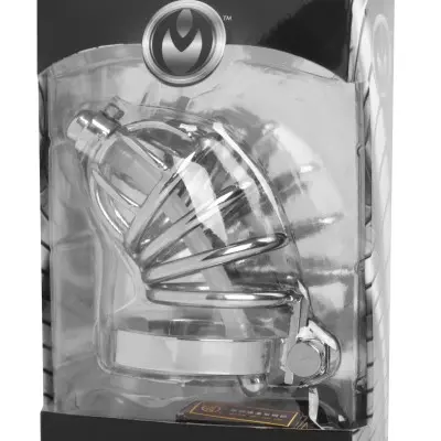 Stainless Steel Chastity Cage With Silicone  Urethral Plug