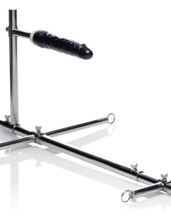 Imprisoned Metal Stockade With Dildo