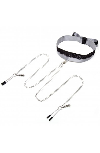 Fifty Shades of Grey Play Nice Satin Collar  and Nipple Clamps