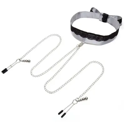 Fifty Shades of Grey Play Nice Satin Collar  and Nipple Clamps
