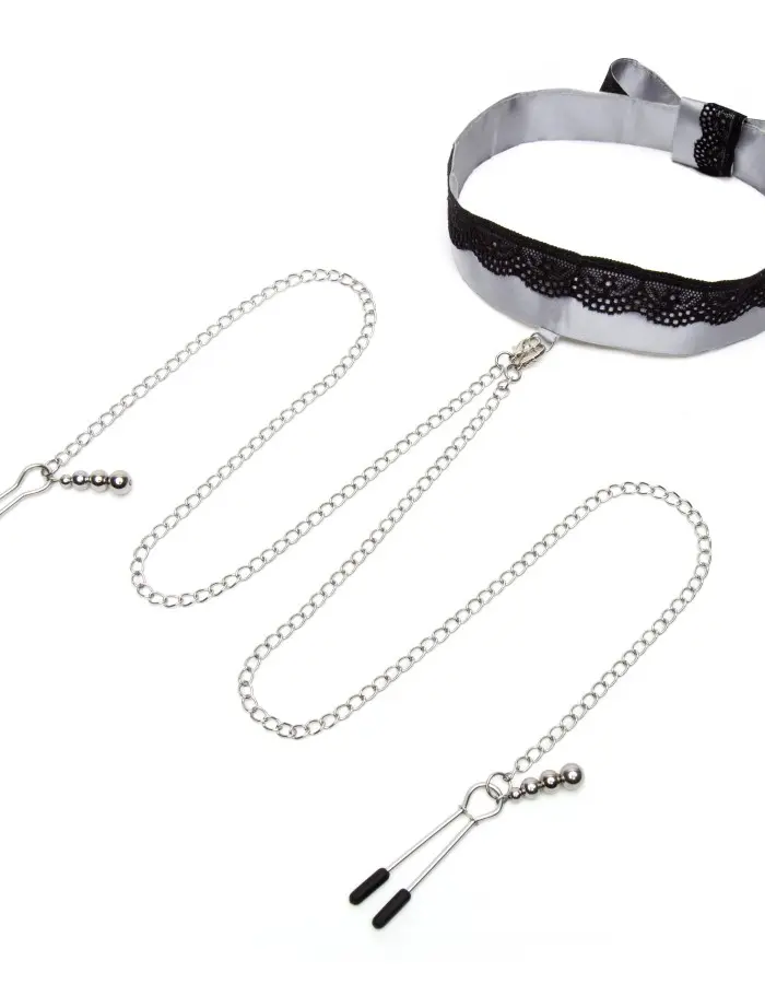 Fifty Shades of Grey Play Nice Satin Collar  and Nipple Clamps