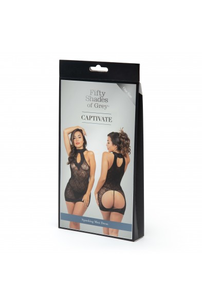 Fifty Shades of Grey Captivate Lace Spanking Mini Dress - One Size - Black