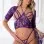 2 Pc. Extravagant Chemise Bustier With Cut Out Cage Cups and Strappy Cage Thong - Purple Diva - One Size