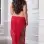 2 Pc. Shoulder-Baring Laced Night Dress - Red  Cherry - Queen Size