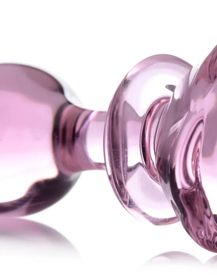Pink Rose Glass Anal Plug - Large