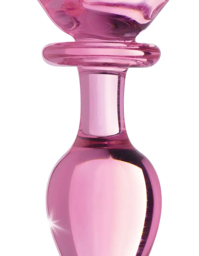 Pink Rose Glass Anal Plug - Large