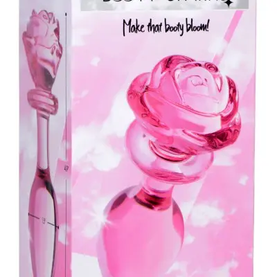 Pink Rose Glass Anal Plug - Large