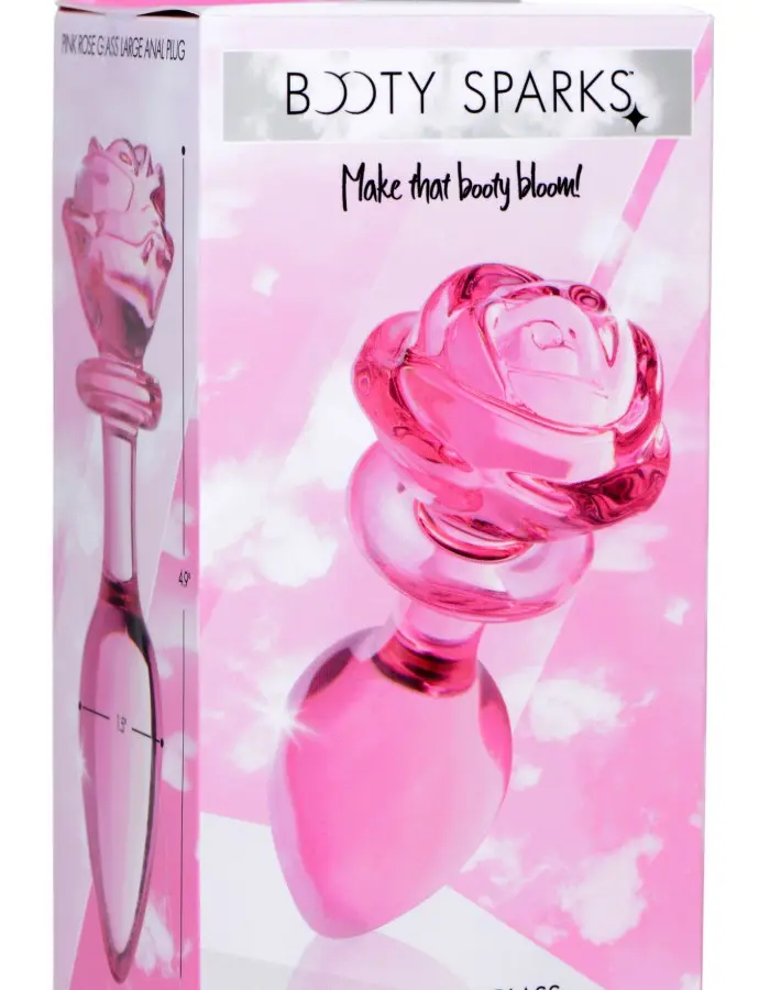 Pink Rose Glass Anal Plug - Large