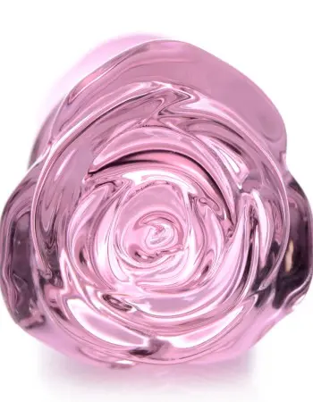 Pink Rose Glass Anal Plug - Large