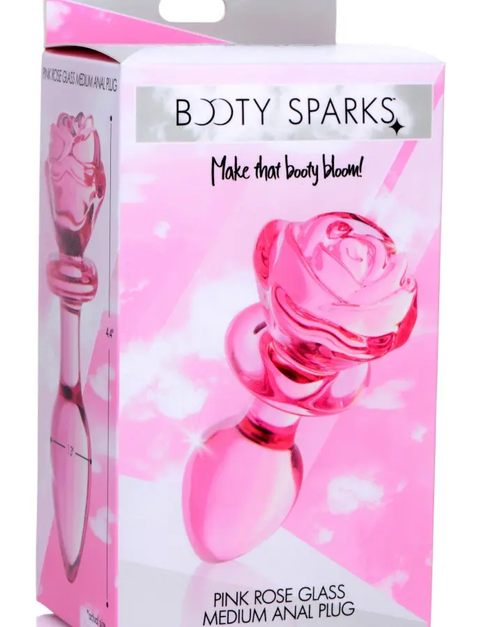 Pink Rose Glass Anal Plug - Medium