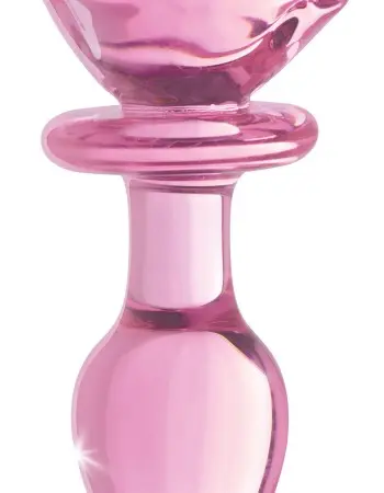Pink Rose Glass Anal Plug - Medium